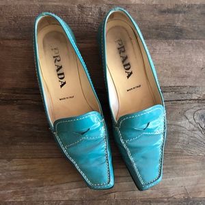 Prada Patent Leather Turquoise Loafers Size 37